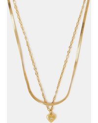 Accessorize - 14Ct-Plated Heart Pendant Layered Necklace - Lyst