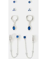 Accessorize - 4-Pack Stone Stud & Chain Hoop Earrings - Lyst