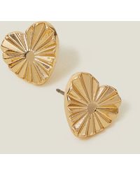 Accessorize - Textured Heart Stud Earrings - Lyst