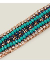 Accessorize - Women's Blue/white Gem Beaded Clasp Bracelet - Lyst