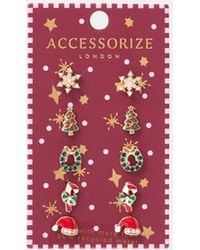 Accessorize - 5-Pack Christmas Stud Earrings - Lyst