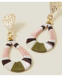 Accessorize - Women's Gold Stripe Thread Wrap Drop Earrings - Lyst