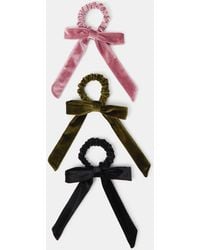 Accessorize - 3-Pack Bow Velvet Hair Scrunchies - Lyst