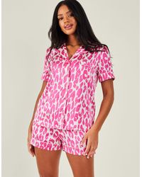 Accessorize - Women's Leopard Print Satin Pyjama Set Pink - Lyst
