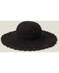 Accessorize - Scallop Floppy Straw Sun Hat - Lyst