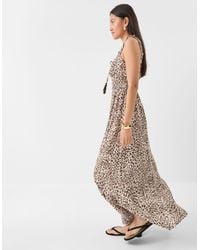 Accessorize - Cream & Cotton Leopard Print Sleeveless Midi Dress - Lyst