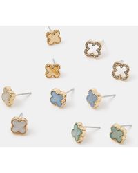 Accessorize - 5-Pack Clover Stud Earrings - Lyst