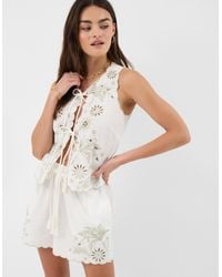 Accessorize - Celestial Cutwork Tie Front Tank Top - Lyst