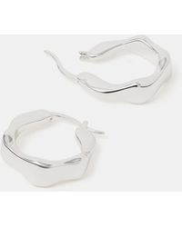 Accessorize - Sterling-Plated Chunky Molten Hoop Earrings - Lyst