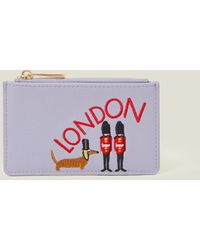 Accessorize - Red London Embroidered Dog Leather Card Holder - Lyst