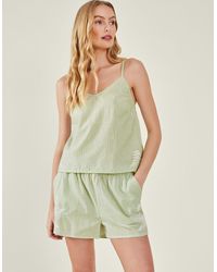 Accessorize - Women's Embroidered Stripe Vest Pyjama Set Green - Lyst
