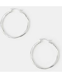 Accessorize - Sterling-Plated Large Molten Hoop Earrings - Lyst