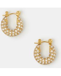 Accessorize - Stainless Steel Chunky Pavé Hoop Earrings - Lyst