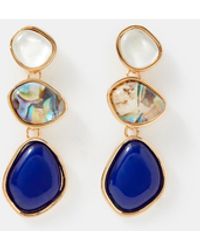Accessorize - Triple Gem Mother Of Pearl Drop Earrings - Lyst