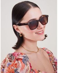 Accessorize - Women's Black/yellow Classic Flat Top Sunglasses - Lyst