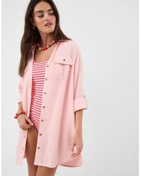 Accessorize - Lace Trim Beach Cover Up Shirt - Lyst