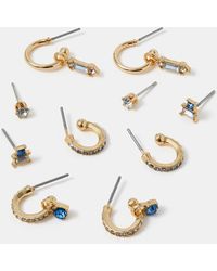 Accessorize - 5-Pack Gem Diamante Stud & Hoop Earrings - Lyst