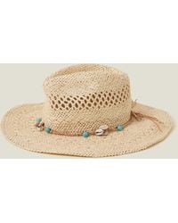 Accessorize - Shell Beaded Straw Stetson Hat - Lyst