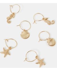 Accessorize - 3-Pack Sea Charm Hoop Earrings - Lyst
