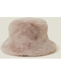 Accessorize - Beige Faux Fur Bucket Hat Natural - Lyst