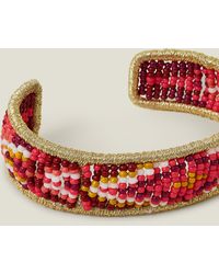 Accessorize - Women's Red Aztec Beaded Cuff Bracelet - Lyst