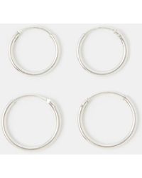 Accessorize - 2-Pack Sterling Hoop Earrings - Lyst
