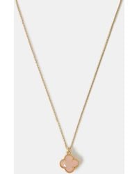 Accessorize - 14Ct-Plated Rose Quartz Clover Pendant Necklace - Lyst