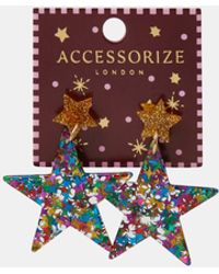 Accessorize - Christmas Star Drop Earrings - Lyst