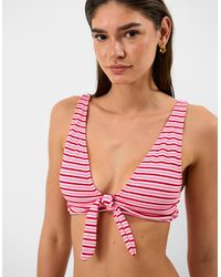 Accessorize - Stripe Tie Front Bikini Top - Lyst