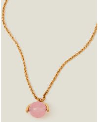 Accessorize - Women's 14ct Gold Plated Brass Sphere Rose Quartz Pendant Necklace - Lyst