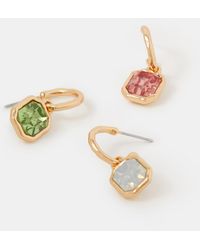 Accessorize - 3-Pack Gem Drop Hoop Earrings - Lyst