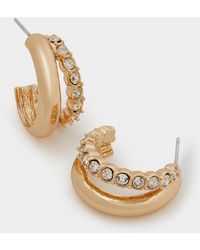 Accessorize - Mini Diamanté Double Hoop Earrings - Lyst
