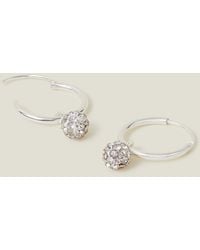 Accessorize - Women's Sterling Silver Plated Sparkle Drop Hoops - Lyst
