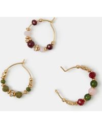 Accessorize - 3-Pack Mini Beaded Hoop Earrings - Lyst