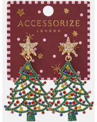 Accessorize - Embellished Christmas Tree Drop Earrings - Lyst