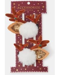 Accessorize - 2-Pack Christmas Reindeer Hair Clips - Lyst