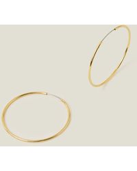 Accessorize - 14Ct Plated Brass Thin Hoop Earrings - Lyst