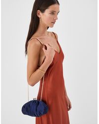 Accessorize - Ruched Satin Clip Frame Clutch Bag - Lyst