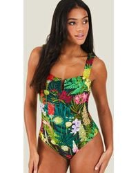 Accessorize - Women's Green Jungle Print Swimsuit - Lyst