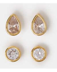 Accessorize - 2-Pack 14Ct-Plated Cubic Zirconia Stud Earrings - Lyst