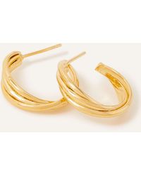 Accessorize - Women's 14ct Gold-plated Small Twist Hoop Earrings - Lyst