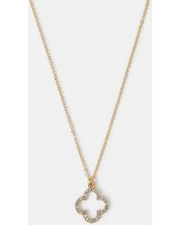 Accessorize - Pavé Cut Out Flora Pendant Necklace - Lyst