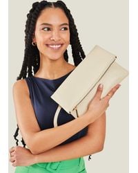 Accessorize - Leather Fold-Over Clutch Bag - Lyst