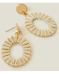 Accessorize - Women's Gold Thread Wrap Oval Earrings - Lyst