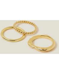 Accessorize - 3-Pack 14Ct-Plated Mixed Rings - Lyst