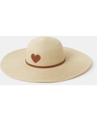 Accessorize - Heart Floppy Straw Hat - Lyst
