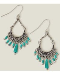 Accessorize - Women's Blue/silver Mini Tassel Fan Earrings - Lyst