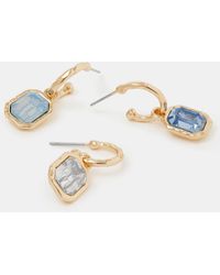 Accessorize - 3-Pack Gemstone Drop Hoop Earrings - Lyst