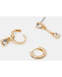 Accessorize - 3-Pack Gemstone Drop Hoop Earrings - Lyst