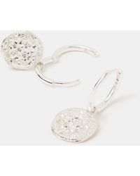 Accessorize - Sterling-Plated Celestial Coin Charm Hoop Earrings - Lyst